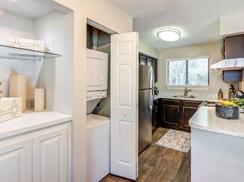 Washer and dryer  at vert at six forks apartments in raleigh, nc